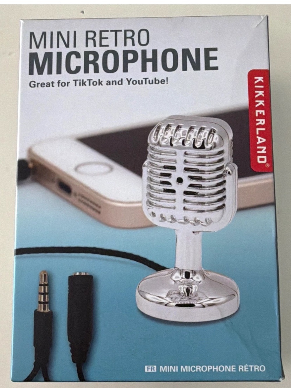Kikkerland Mini Retro Desktop Microphone, Wired 3.5mm (1/8 in) TRS, Silver